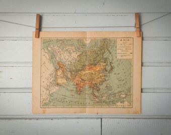1937 Vintage Map of Asia
