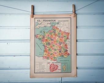 1941 Vintage Map of France