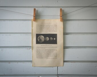 1884 Vintage Planets Size Comparison Illustration