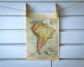 1930s Vintage South America Map