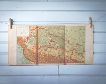 1912 Vintage Continental Croatia Map