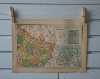 1941 Vintage Northeast France Map