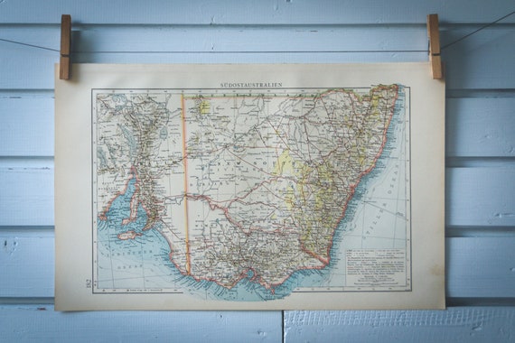 1901 Vintage Southeast Australia Map
