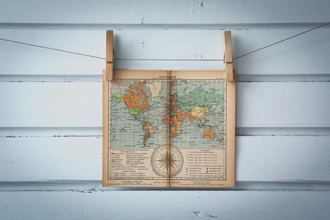 1925 Vintage World Map - Etsy
