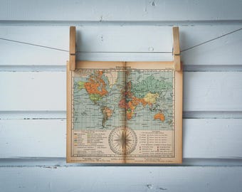 1925 Vintage World Map