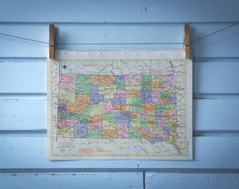 1957 Vintage South Dakota Map