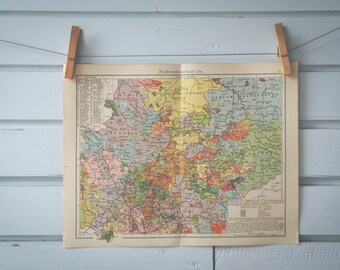 1908 Vintage Map of Northwestern Germany in Late 18th Century