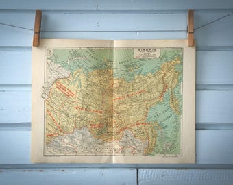 1928 Vintage Map of Siberia