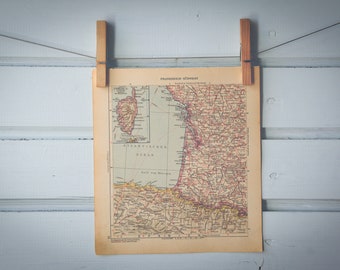 1929 Vintage Southwest France Map