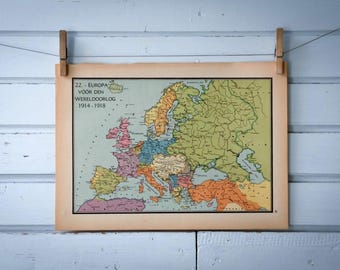 1941 Vintage Map of Europe before WW1
