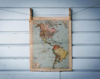 1924 Vintage Map of the Americas