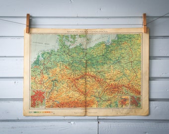 1958 Vintage Central Europe Map