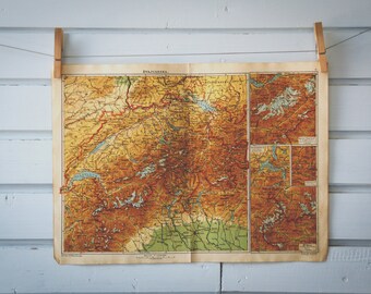 1920s Vintage Map of Switzerland