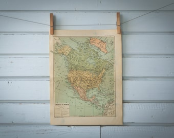 1928 Vintage North America Map