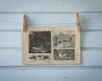 1887 Vintage Cave Lithograph Illustration