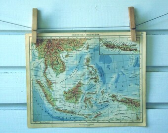 1951 Vintage Map of Southeast Asia
