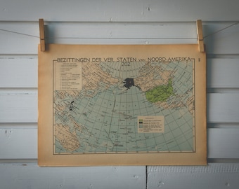 1941 Vintage Map of the Territories of the United States