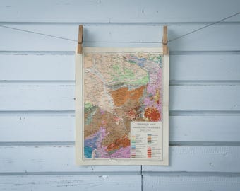 1907 Vintage Rhineland & Westphalia Geology Map