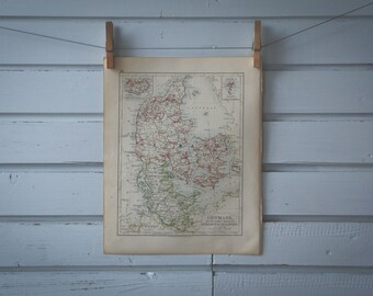 1907 Vintage Map of Denmark