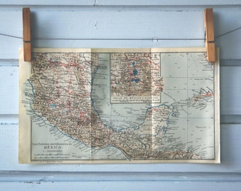 1904 Vintage Map of Mexico