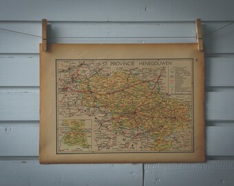 1941 Vintage Map of Belgium Hainaut Province