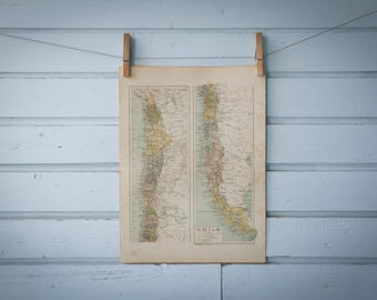 1937 Vintage Map of Chile