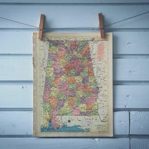 Carte vintage 1956 de l'Alabama