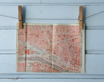 1909 Vintage Map of Paris