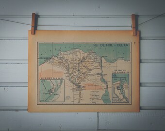 1941 Vintage Map of Nile Delta