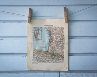1932 Vintage Southwest France Map