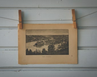1892 Vintage Passau Lithograph Illustration