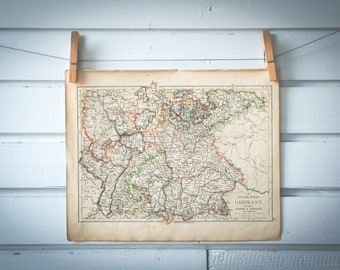 1895 Vintage South Germany Map