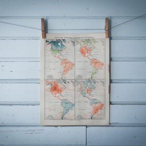 Mapa de temperatura e pressão vintage das Américas de 1897