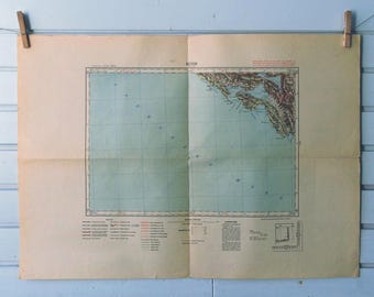 1950 Vintage Bay of Kotor Map