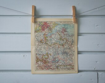 1936 Vintage Central Germany Map