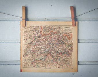 1929 Vintage Switzerland Map
