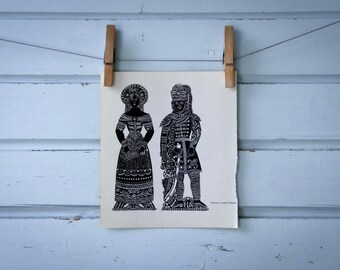 1966 Vintage Slovenian Honey Cookie Molds Illustration