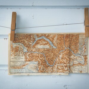 1911 Vintage Danube Serbia-Romania Border Map