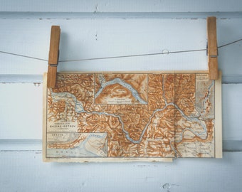 1911 Vintage Danube Serbia-Romania Border Map