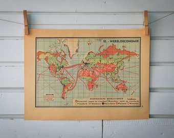 1941 Vintage World Economy Map