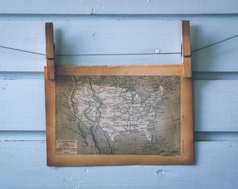 1913 Vintage Map of USA