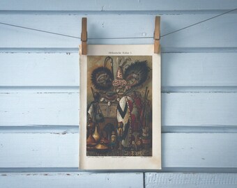 1907 Vintage African Art Chromolithograph Illustration