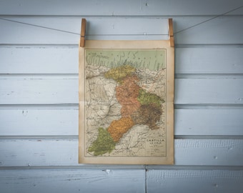 1928 Vintage Old Castile Map