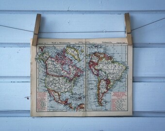 1936 Vintage Map of the Americas