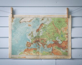 1950 Vintage Map of Europe