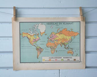1941 Vintage World Rainfall Map