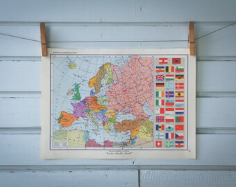 1967 Vintage Map of Europe
