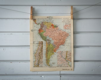 1936 Vintage South America Map
