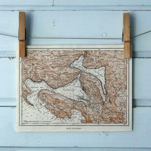 Carte vintage de la baie de Kotor de 1971