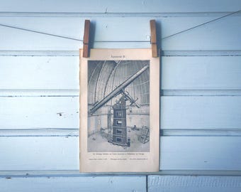 1909 Vintage Telescope Lithograph Illustration